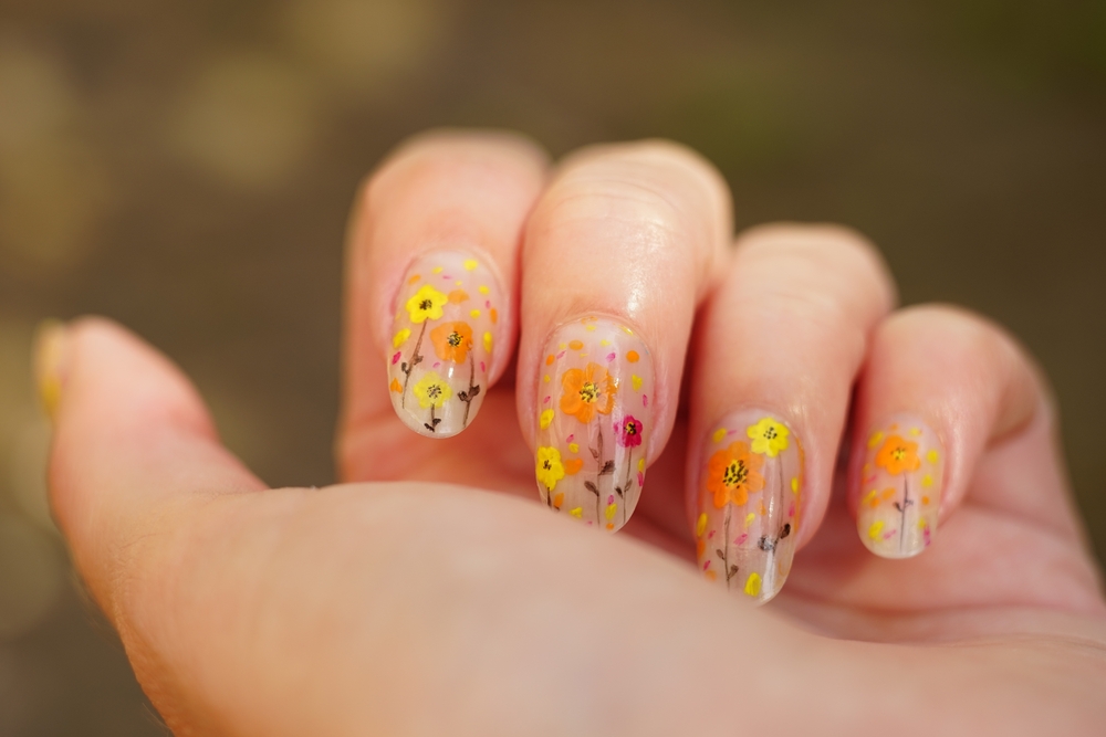 Floral Design on Nails